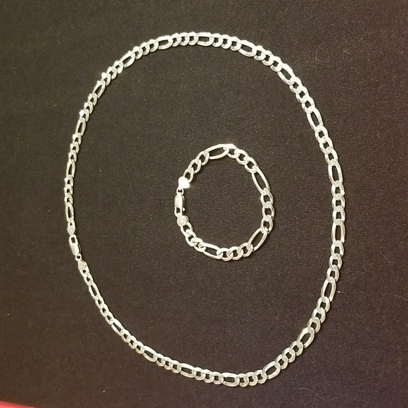 Other - 🔎 Sterling Silver 50g Stamped Italian Chain Link Bracelet & Necklac Stamped!